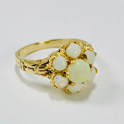 Vintage Opal Cluster Ring 14k Yellow Gold - ONeil's Jewelry 