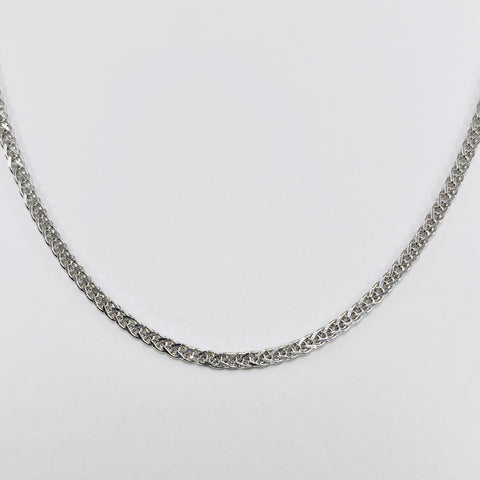 Woman's Braided Square Wheat Necklace 14k White Gold - ONeil's Jewelry 