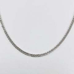 Woman's Braided Square Wheat Necklace 14k White Gold - ONeil's Jewelry 