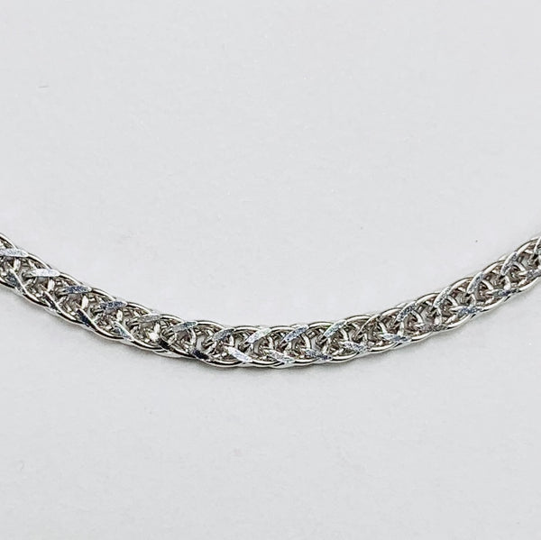 Woman's Braided Square Wheat Necklace 14k White Gold - ONeil's Jewelry 