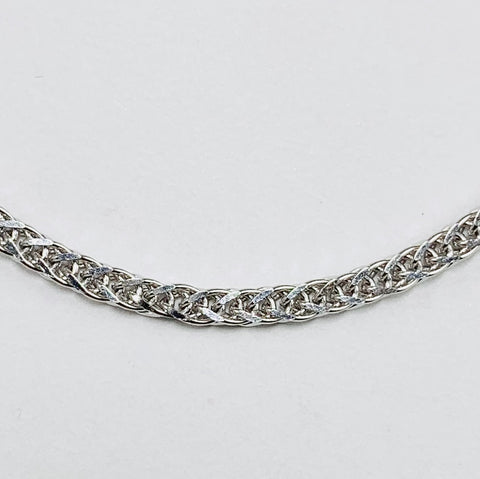 Woman's Braided Square Wheat Necklace 14k White Gold - ONeil's Jewelry 