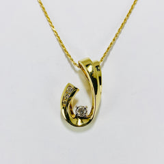 Sparkling Diamond Pendant Necklace 14k Yellow Gold - ONeil's Jewelry 