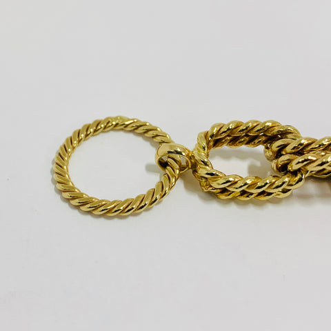 Vintage Woman's Big and Bold Double Rope Link Bracelet 14k Yellow Gold - ONeil's Jewelry 